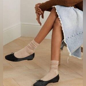 Porte & Paire Satin Ballet Flats in black size 6 NEW IN BOX